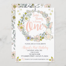 Bunny First Birthday Invitation