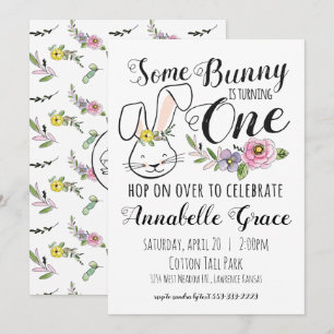 Bunny First Birthday Invitation