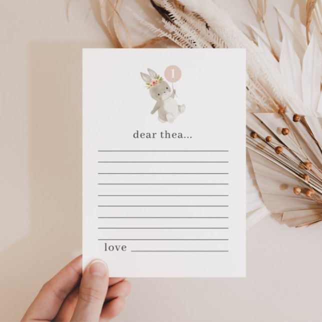 Bunny First Birthday Time Capsule Note Card (Creator Uploaded)