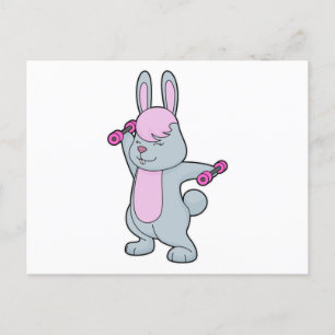 Bunny Fitness Dumbbell Postcard