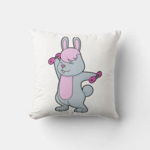 Bunny Fitness Dumbbell Throw Pillow