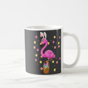 Bunny Flamingo Bringing Eggs Basket Happy Easter D Coffee Mug