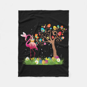 Bunny Flamingo Easter 2021 Cute Flamingo Lovers Fleece Blanket