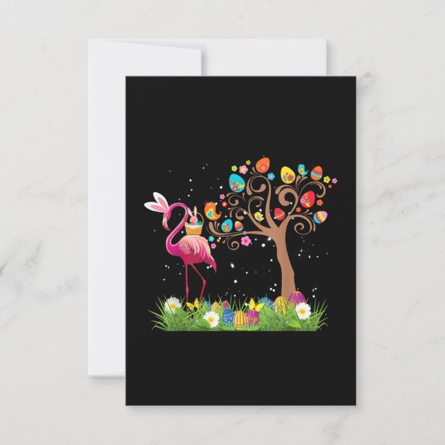 Bunny Flamingo Easter 2021 | Cute Flamingo Lovers RSVP Card (Front)