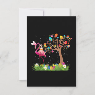 Bunny Flamingo Easter 2021   Cute Flamingo Lovers RSVP Card