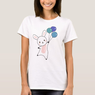 Bunny Flies Balloons Above Cute Animals For Kids T-Shirt