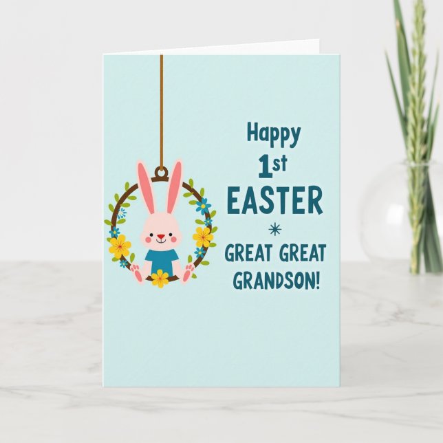 Bunny Floral 1St Easter Card (Front)