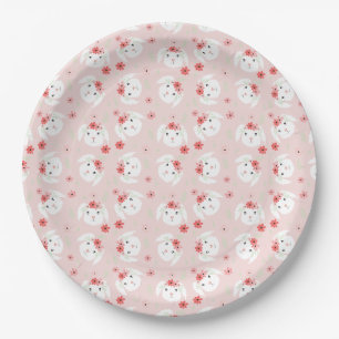 Bunny Flower Crown Pink Paper Plate