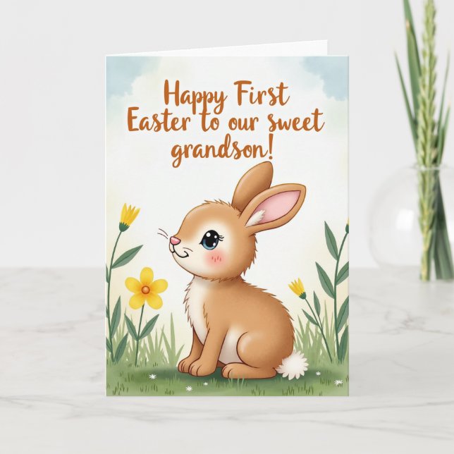 Bunny Flower Easter Card (Front)