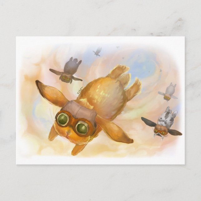 Bunny fly fly fly postcard (Front)