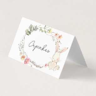 Bunny food tent cards, rabbit food labels,  business card