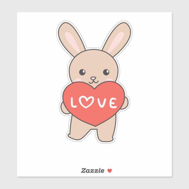 Bunny For Valentine's Day Cute Animals With Hearts (Sheet)