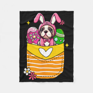 Bunny French Bulldog Easter Chocolate Eggs Inside Fleece Blanket