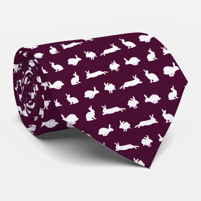 Bunny Frenzy Tie (Burgundy) (Rolled)
