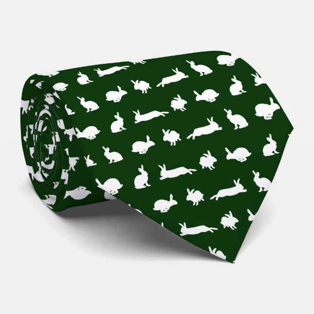 Bunny Frenzy Tie (Dark Green) (Rolled)