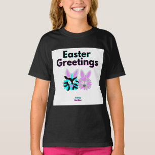 Bunny Fuzzies Girls Black Basic T Shirt
