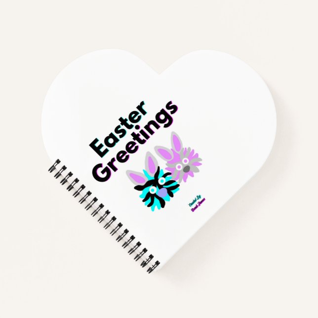 Bunny Fuzzies Heart Shaped Spiral Notebook (Front)