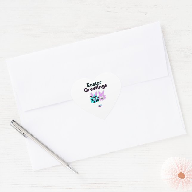 Bunny Fuzzies Heart Sticker (Envelope)