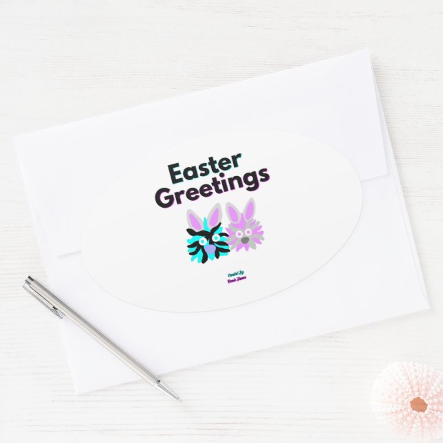 Bunny Fuzzies Oval Sticker (Envelope)