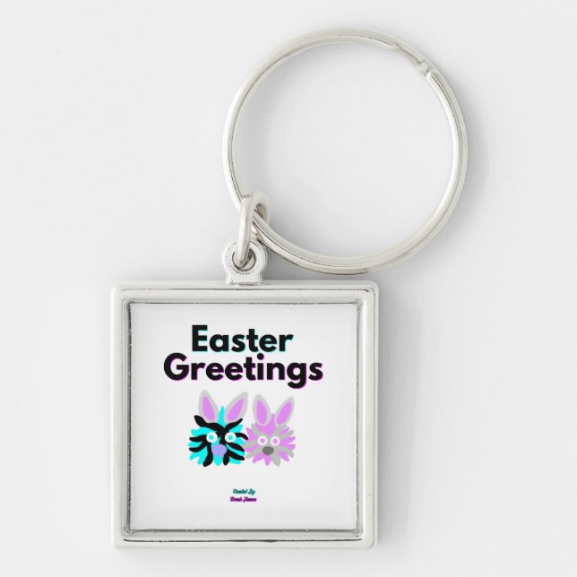 Bunny Fuzzies Premium Square Keychain (Front)