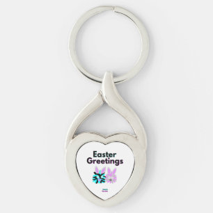 Bunny Fuzzies Twisted Heart Metal Keychain