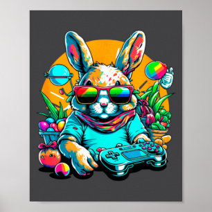 Bunny Game Controller Easter Day Gamer Easter For Poster