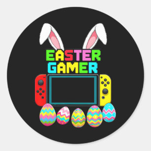 Bunny Gaming Controller Gamer Boys Funny Video Gam Classic Round Sticker