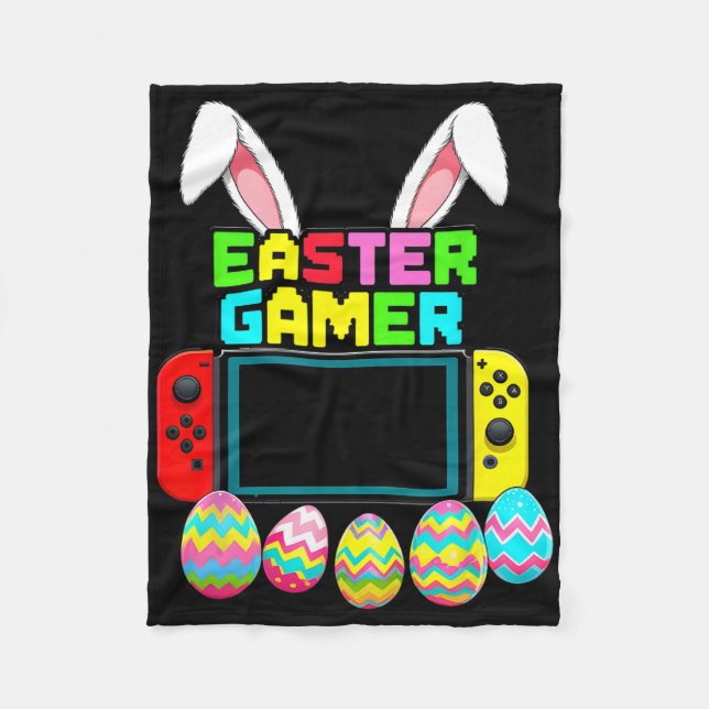 Bunny Gaming Controller Gamer Boys Funny Video Gam Fleece Blanket (Front)