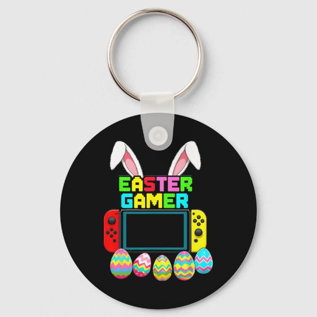 Bunny Gaming Controller Gamer Boys Funny Video Gam Keychain (Front)