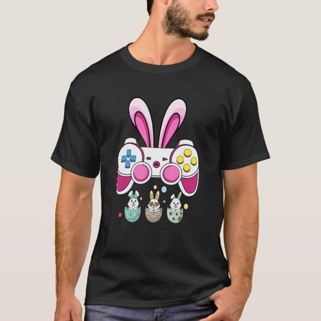 Bunny Gaming Controller Video Game  Gamer Easter D T-Shirt (Front)
