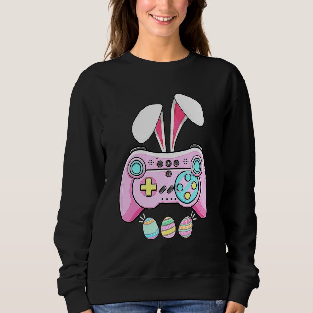 Bunny Gaming Controller Video Game Gamer Easter Da Sweatshirt (Front)