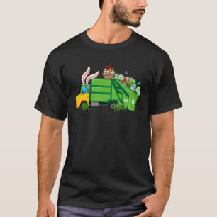 Bunny Garbage Truck Colorful Eggs Easter Day Boys T-Shirt