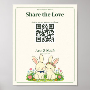 Bunny Garden Wedding QR Code Sign