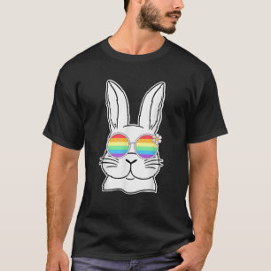 Bunny Gay Pride LGBTQ Bunny Rainbow Sunglasses Hap T-Shirt