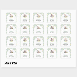 Bunny Gender Neutral Baby Shower Square Sticker
