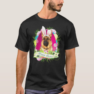 Bunny German Shepherd Dog Happy Easter Day Egg Hun T-Shirt