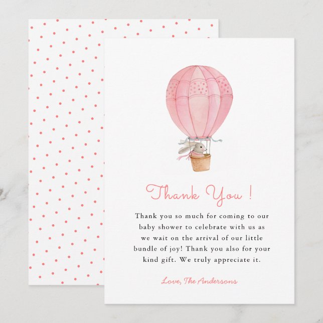 Bunny  Girl Baby shower Thank you (Front/Back)
