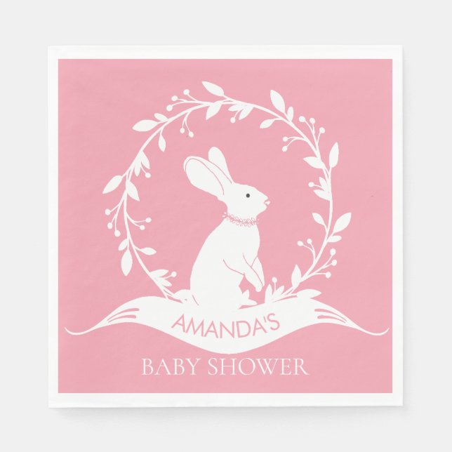 BUNNY Girls  Baby Shower Paper Napkins (Front)