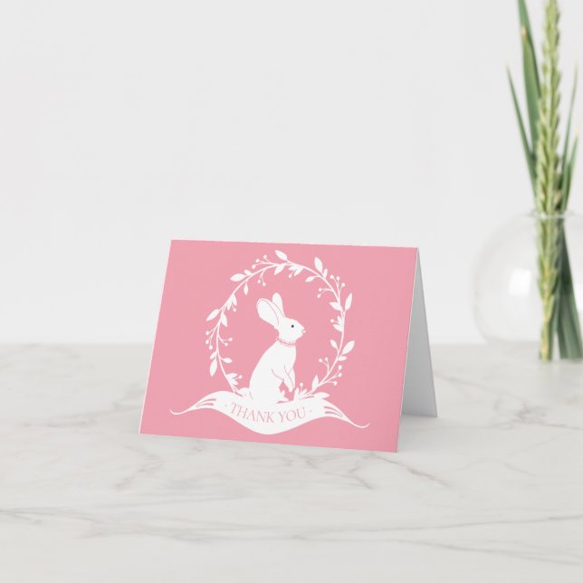 Bunny Girls Baby Shower Thank You Note (Front)