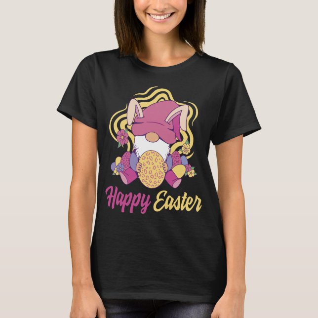 Bunny Gnome Easter Egg Happy Easter Outfit Easter T-Shirt (Front)