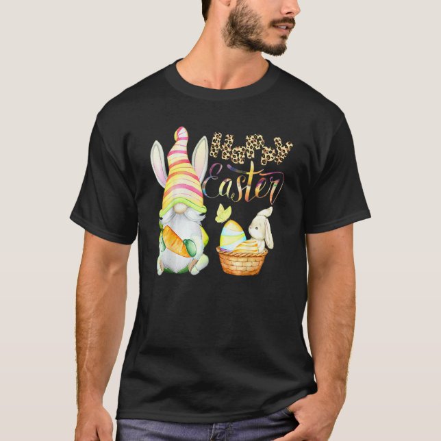 Bunny Gnome Rabbit Eggs Hunting Happy Easter Day C T-Shirt (Front)