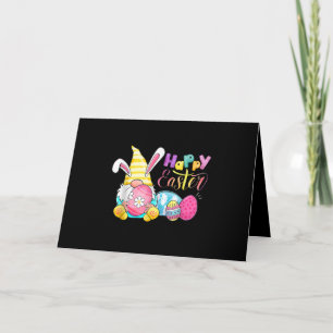 Bunny Gnome Rabbit Eggs Hunting Happy Easter Day Card