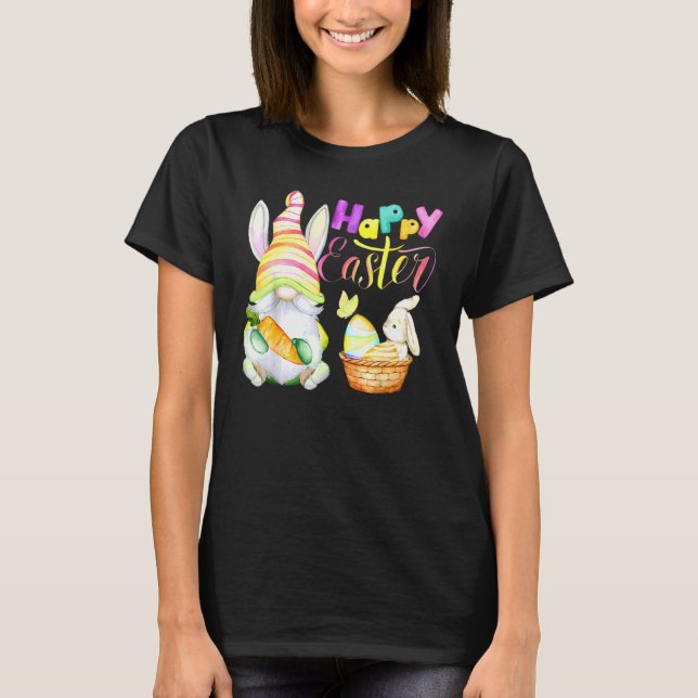 Bunny Gnome Rabbit Eggs Hunting Happy Easter Day F T-Shirt (Front)
