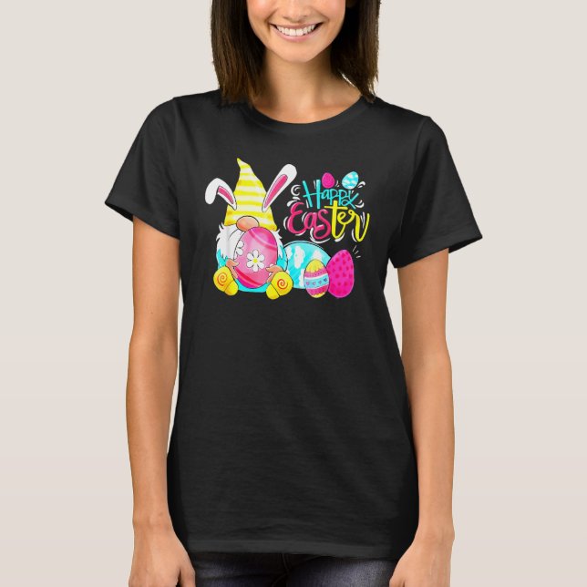 Bunny Gnome Rabbit Eggs Hunting Happy Easter Day F T-Shirt (Front)