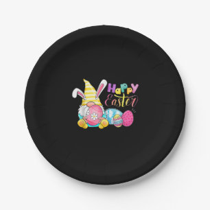 Bunny Gnome Rabbit Eggs Hunting Happy Easter Day Paper Plate