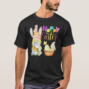 Bunny Gnome Rabbit Eggs Hunting Happy Easter Day T-Shirt