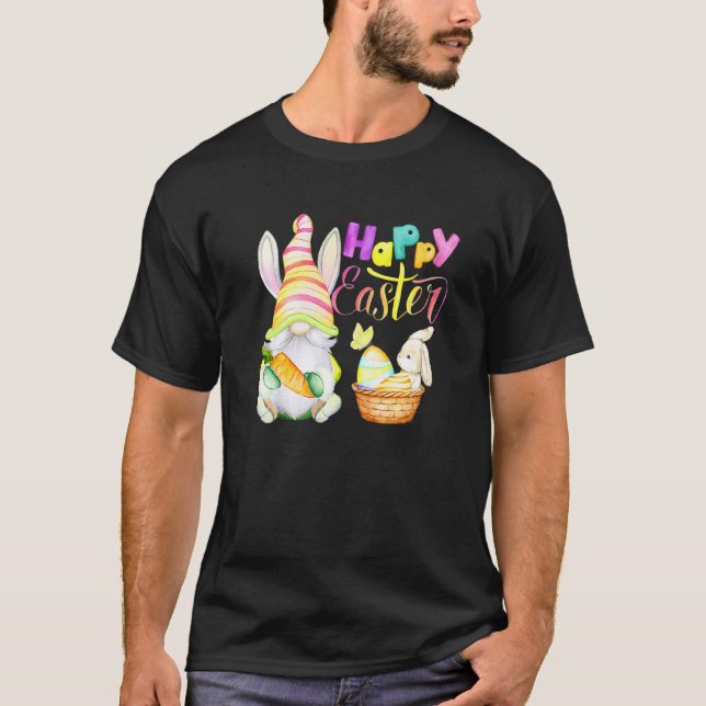 Bunny Gnome Rabbit Eggs  Hunting Happy Easter Day  T-Shirt (Front)