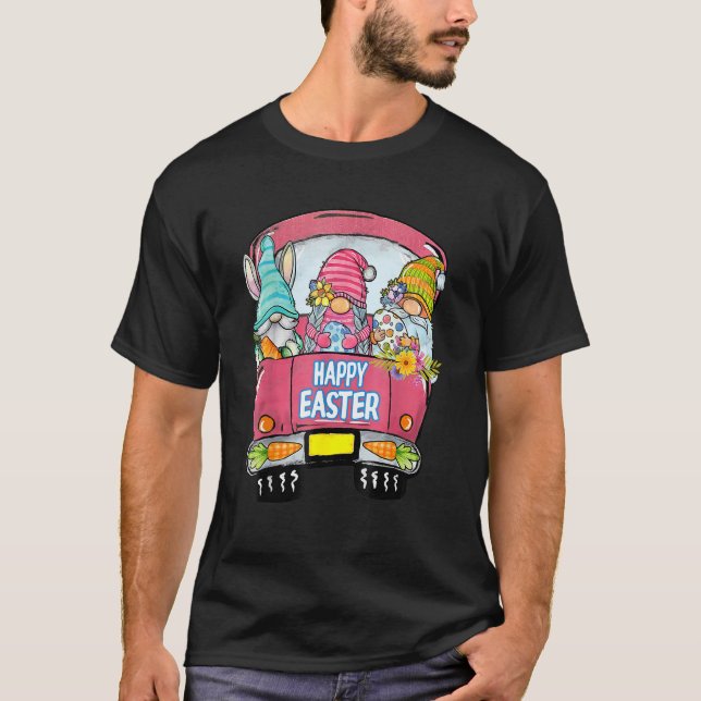 Bunny Gnomes Rabbit Eggs Hunting Truck Happy Easte T-Shirt (Front)