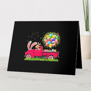 Bunny Goat Riding Pickup Truck Easter Eggs Tree Fl Card
