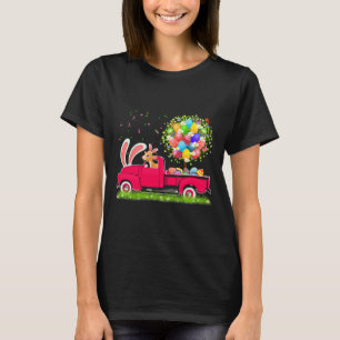 Bunny Goat Riding Pickup Truck Easter Eggs Tree Fl T-Shirt